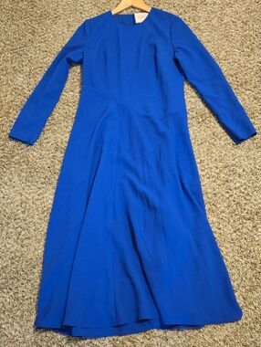 Roksanda Ilincic Cobalt Blue Long-Sleeve Midi Dress